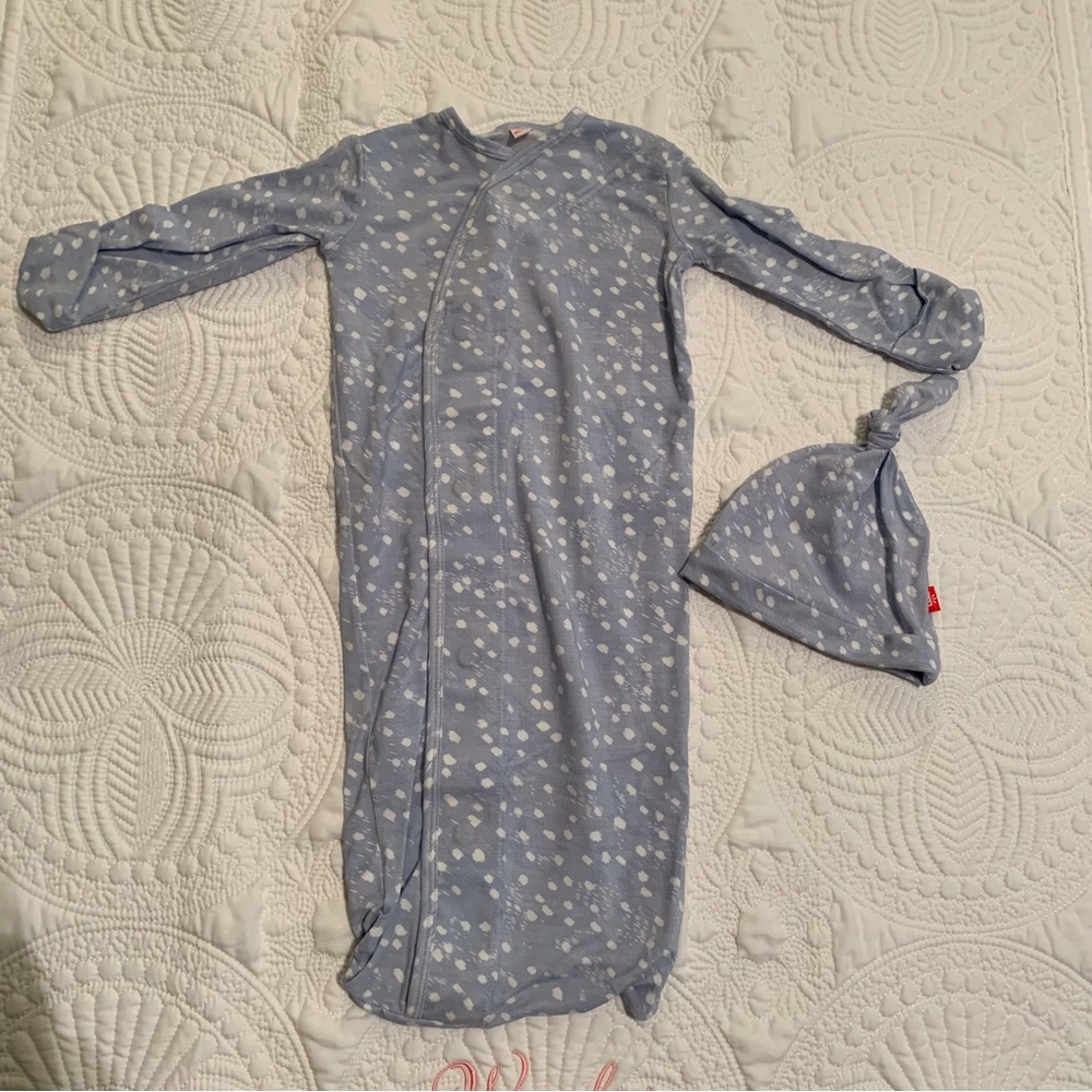 Like New - Magnetic Me Blue Doeskin Gown and Hat Set